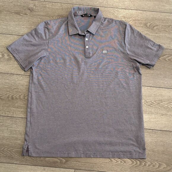 Travis Mathew Golf Polo Mens 2XL Purple Heather Pima Cotton Blend Performance - Picture 2 of 7